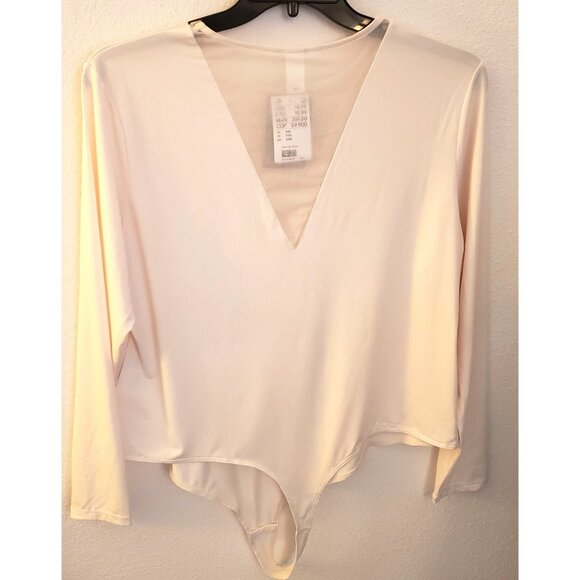 H&M Mesh Insert Cream Long Sleeve Bodysuit Size XL NWT - Picture 4 of 8